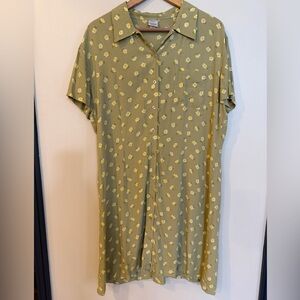 OLD NAVY VINTAGE 1990s WOMEN DRESS FLOWER POCKET BUTTON UP COLLAR Size 16